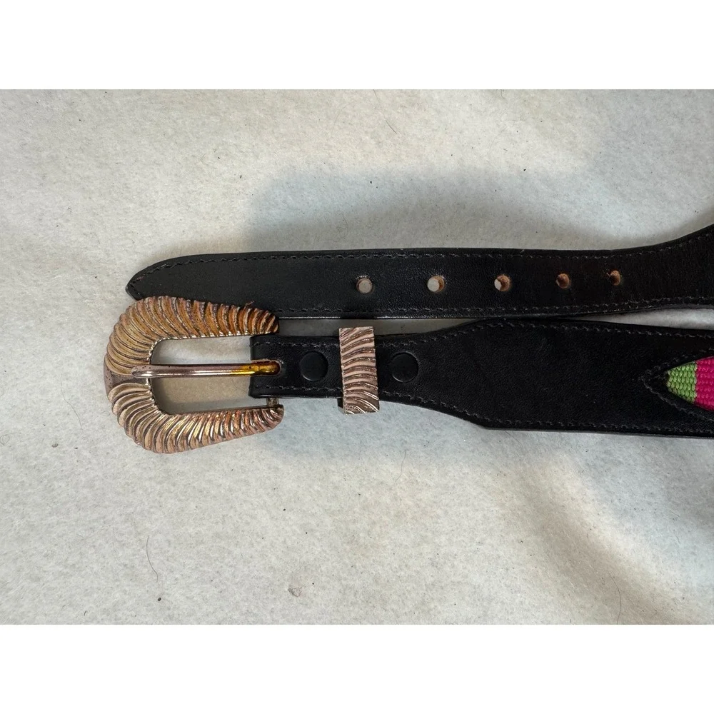 Silver Creek Genuine Leather Belt Southwestern Woven‎ Inlay Size 32